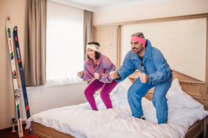 Skifahrer im Doppelzimm
